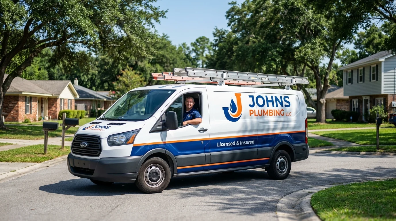 Johns Plumbing LLC service van in Midland Park, NJ
