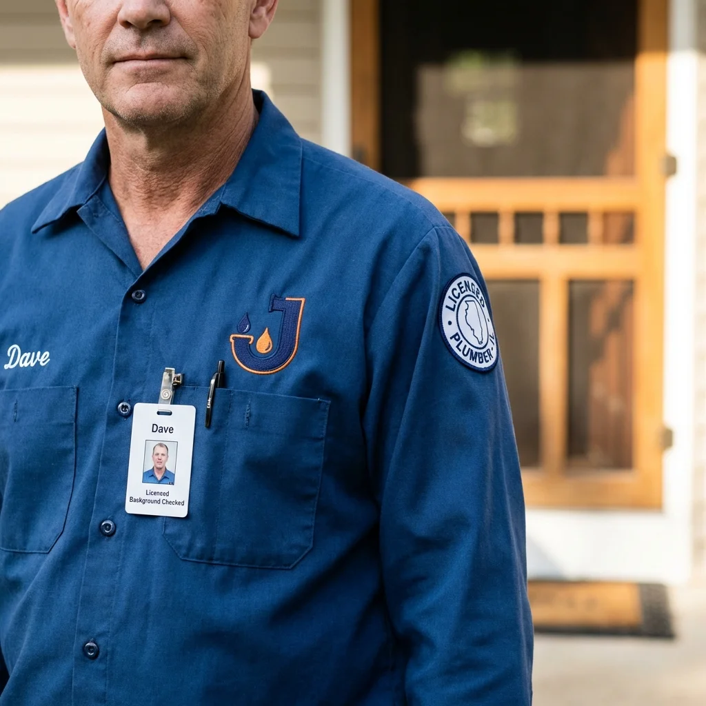 Licensed plumber showing ID badge in Midland Park, NJ
