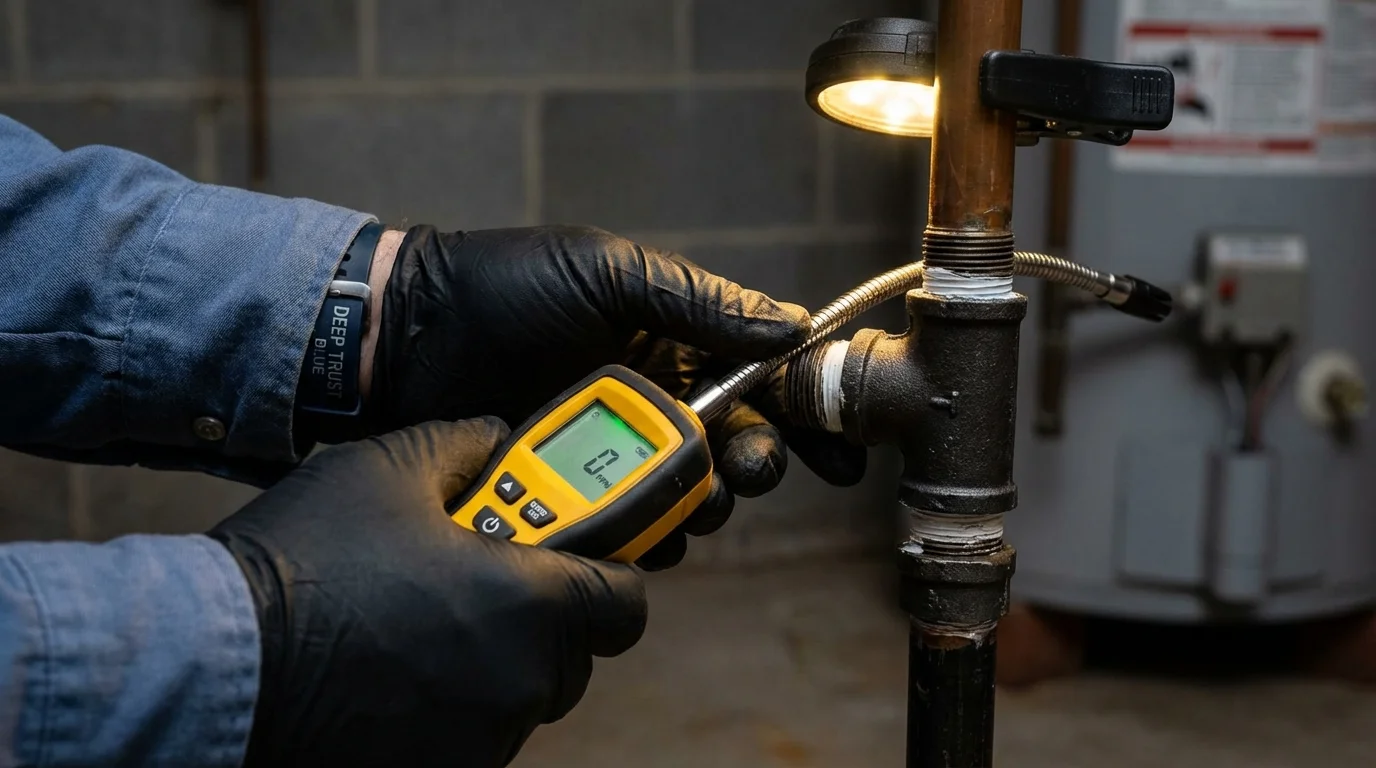 Gas leak detection with electronic sniffer by Johns Plumbing LLC in Midland Park