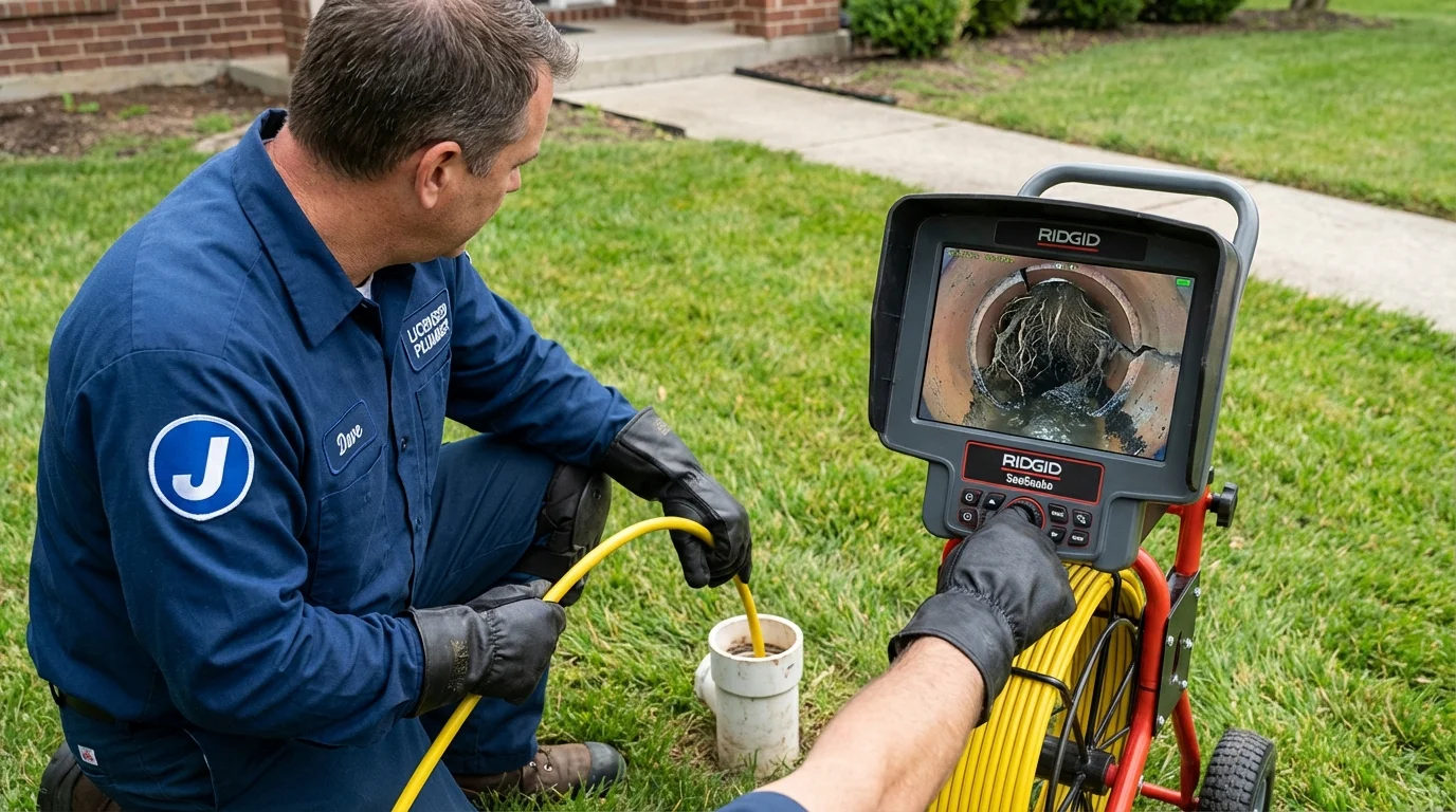 Sewer camera inspection being performed by Johns Plumbing LLC in Midland Park