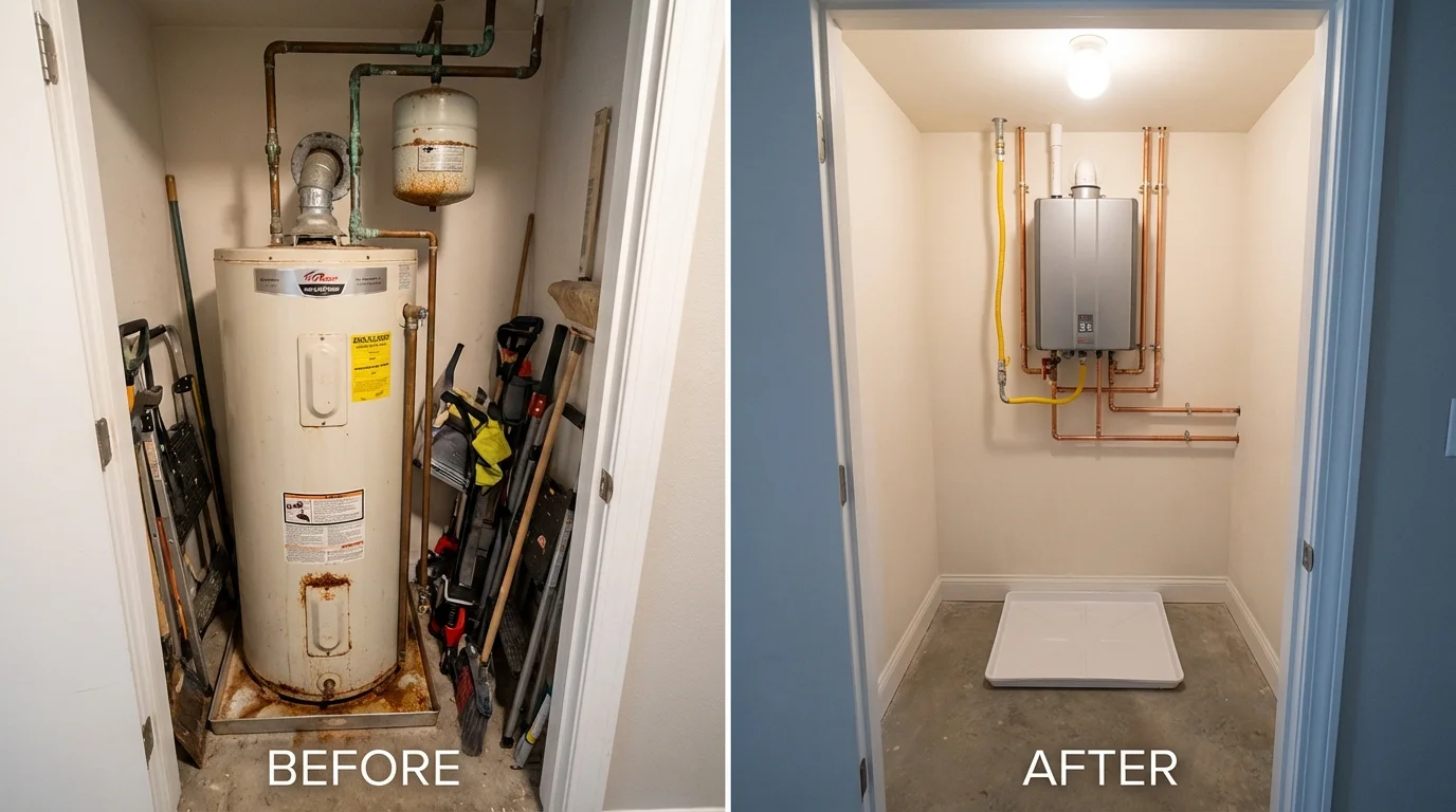 Tank water heater versus wall-mounted tankless unit comparison for Midland Park, NJ homeowners