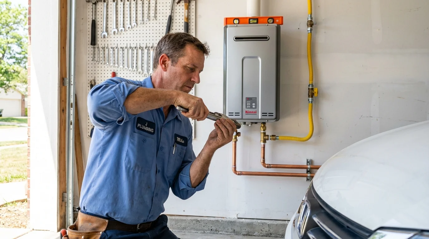 Tankless water heater installation by a Johns Plumbing LLC plumber in Midland Park